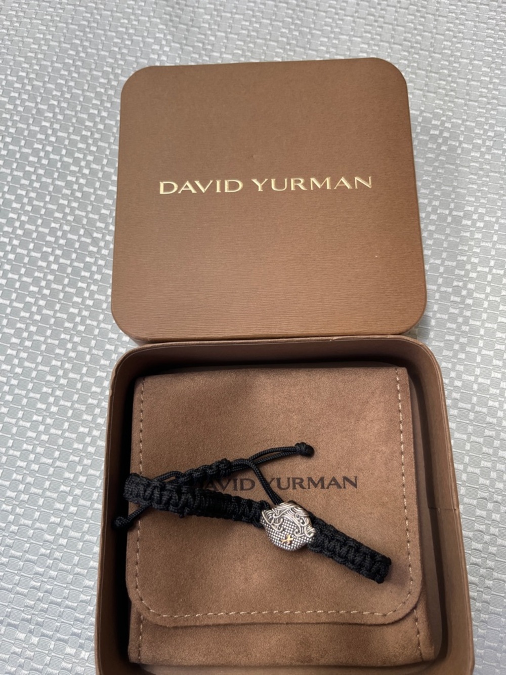 David Yurman Black Macramé Bracelet with Sterling Silver Station